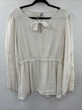 3For$20 Octavia Cream Peasant Blouse with Tassel Tie size L